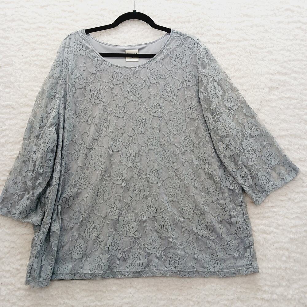 Blouse Gray Lace Classic Soft Goth Fairy Whimsycore Quiet Luxury Money Size 3X